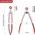 MSY BIGSUNNY Kitchen Food Tongs - 7" Mini Silicone Serving Tongs - Set of 3 (Red)