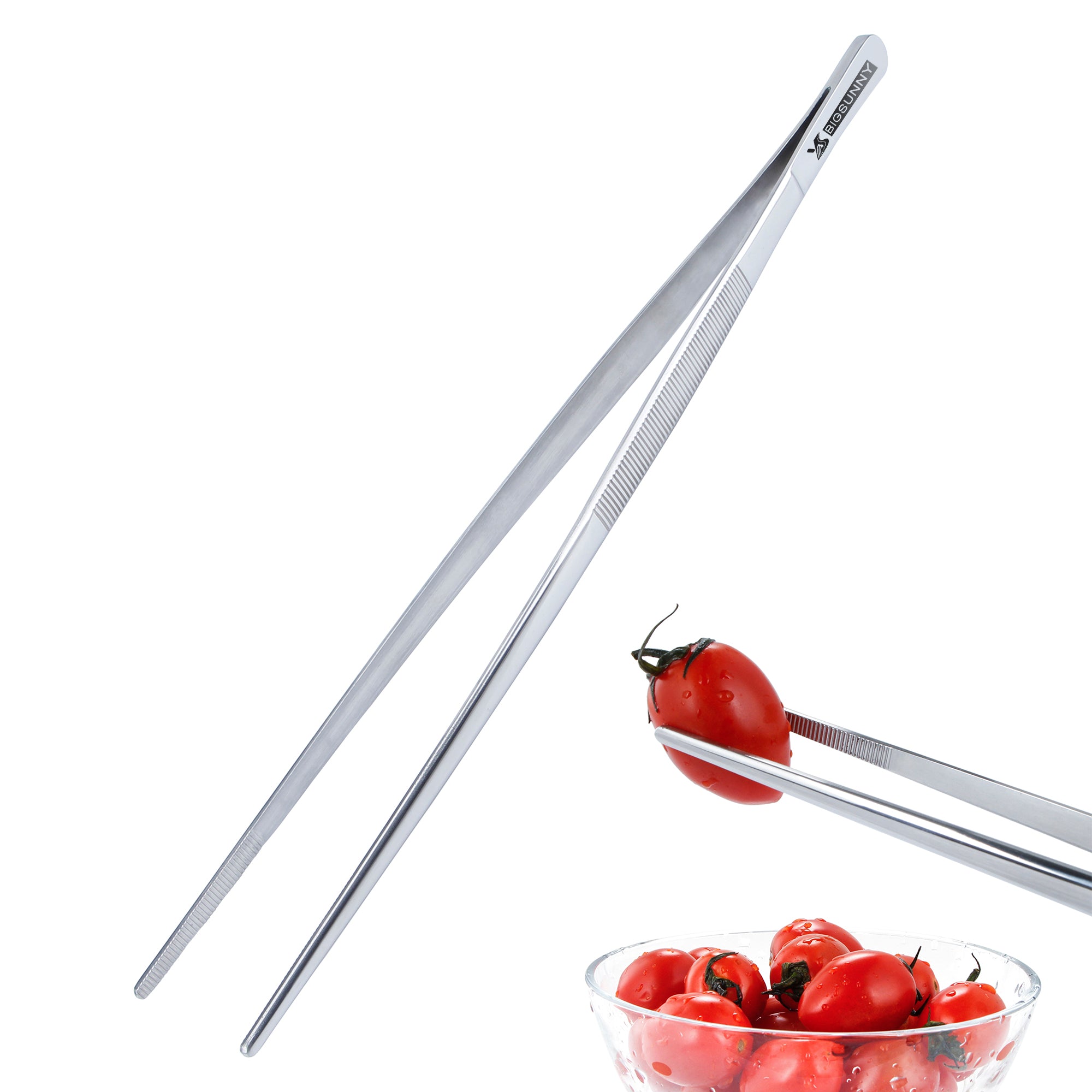 12 Inch Kitchen Tweezers Fine Tweezer Tongs, MSY BIGSUNNY Stainless Steel Food Tweezers Multi-function Precision Serrated Tips Cooking Tongs Kitchen Serving Tong